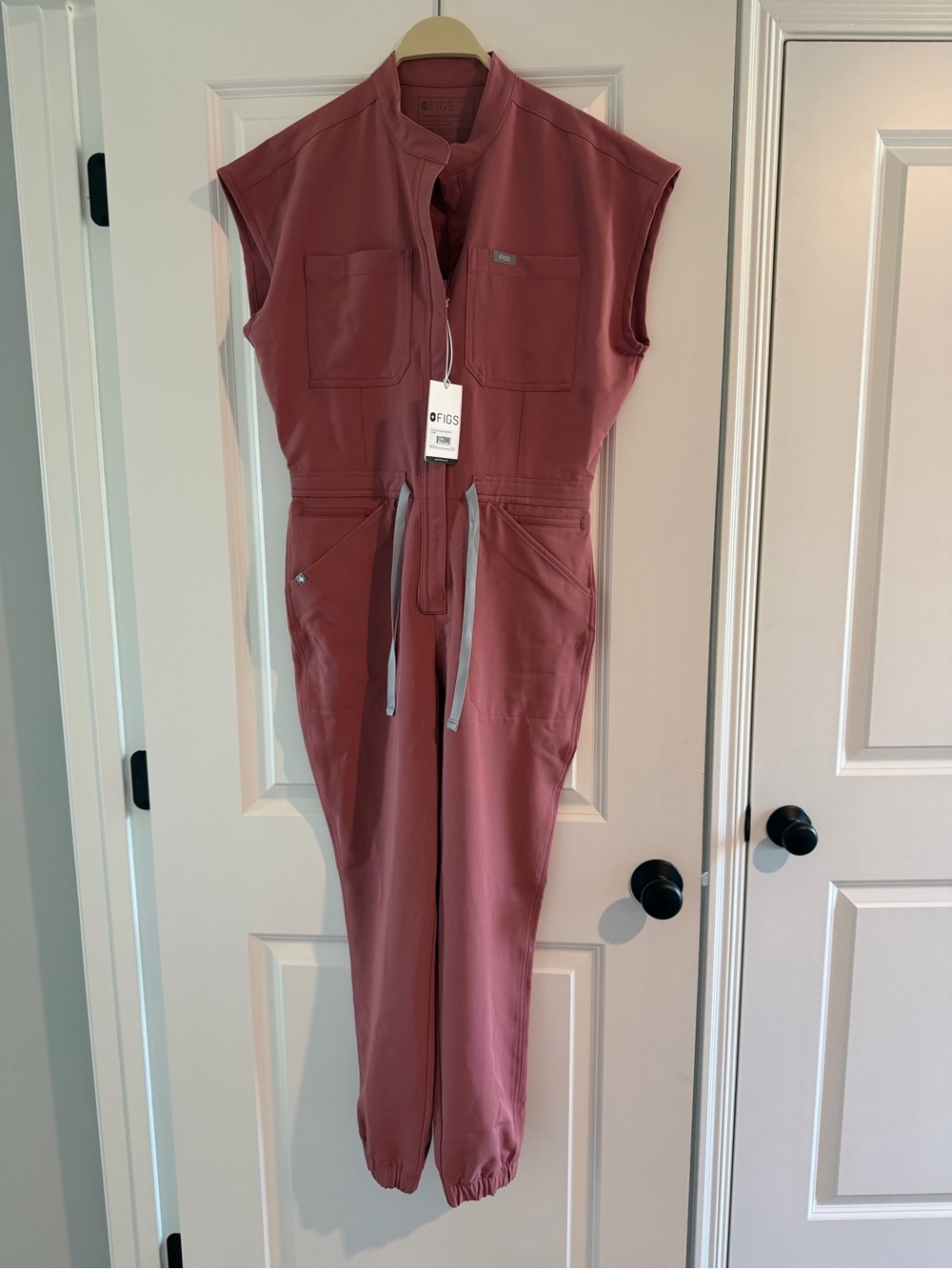 Figs Sleeveless Utility Jumpsuit in Mauve Pink
